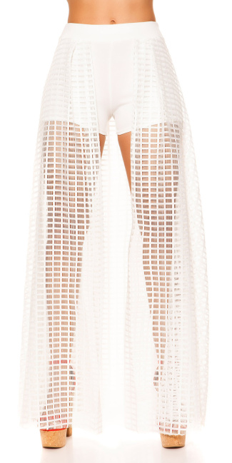 Shorts with long net skirt White